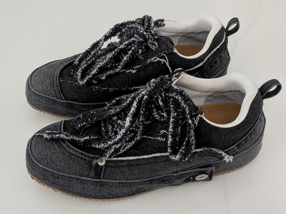 Loewe Men's EUC Deconstructed Denim Lace Up Sneakers EU 44 US 11 Charcoal $790